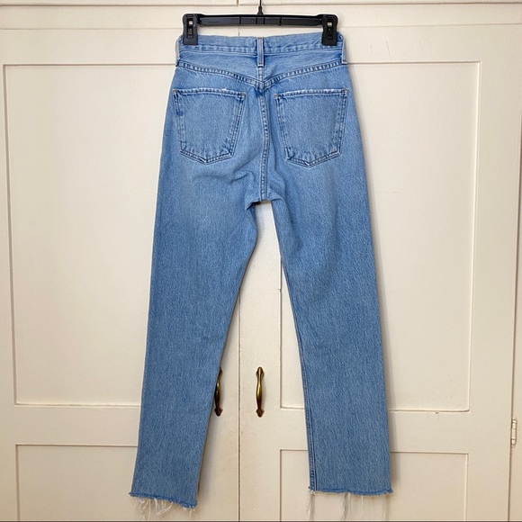 Agolde Cherie High Rise Straight Raw Hem Merit Light Wash Jean 24 - Picture 9 of 10